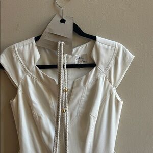 Milly of New York Ivory Midi Dress with Gold Accents